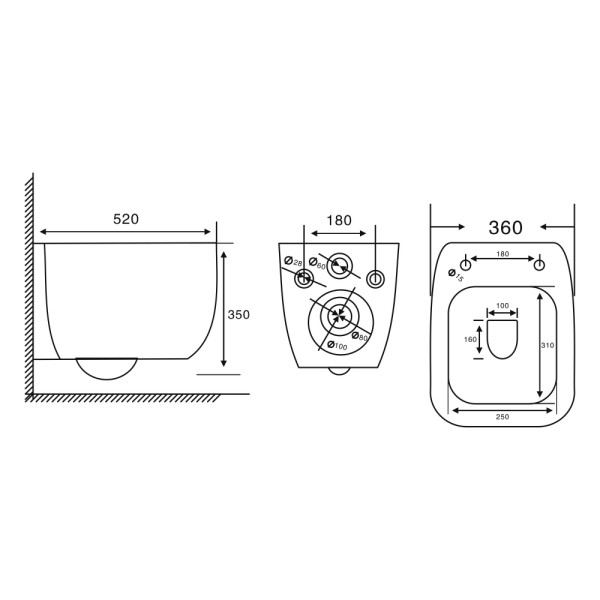 Унитаз подвесной Abber Bequem 360x520x350 белый (AC1217)