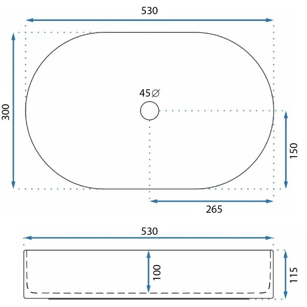Раковина накладная REA Layla 53x30x11,5 белая (REA-U9108)