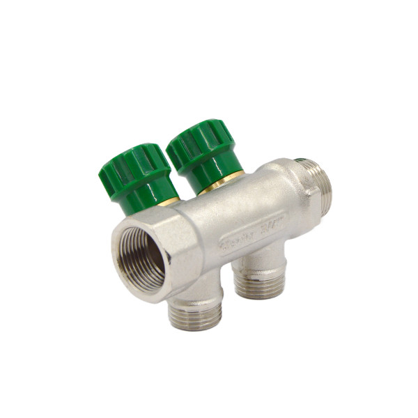 Коллектор 2 отвода регулируемый 3/4"х1/2(16) Okseler (никель) (oks00375)