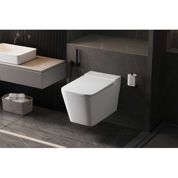 Унитаз подвесной Abber Rechteck с импульсным смывом, белый (AC1202P) Унитаз подвесной Abber Rechteck с импульсным смывом, белый (AC1202P)