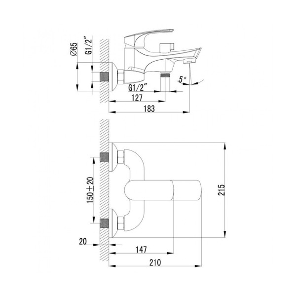 Смеситель для ванны и душа Lemark Plus Shape (LM1712C)