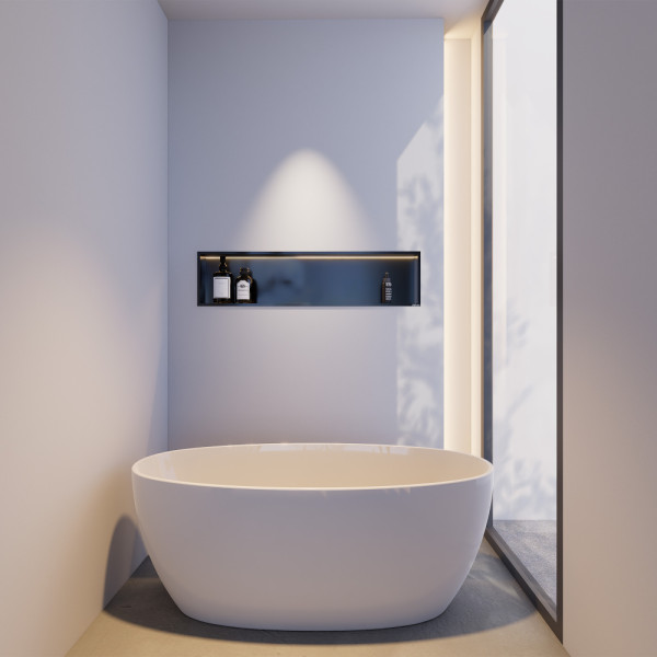 Ниша настенная скрытая Abber Nischen 121x12x29,6 с LED подсветкой, черная матовая (AN3006MB)