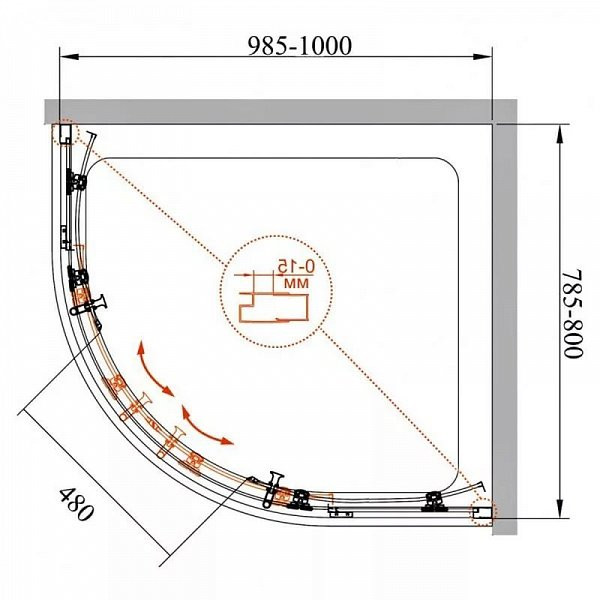 Душевой уголок Cezares Eco 100x80x190 стекло прозрачное (ECO-RH-2-100/80-C-Cr)