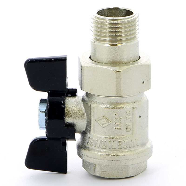 Кран Bugatti 1/2" шаровый со сгоном New Jersey 922 (черная бабочка) (09220004)