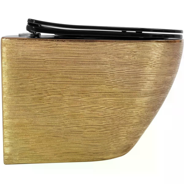 Унитаз подвесной безободковый Rea Carlo mini Brush Gold/Black золотой (REA-C3300) Унитаз подвесной безободковый Rea Carlo mini Brush Gold/Black золотой (REA-C3300)