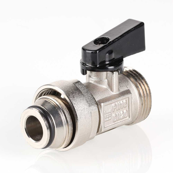 Кран 3/4"х3/4"(18) евроконус шаровой коллекторный Valtec (черный флажок) VTc.720.NE.0005