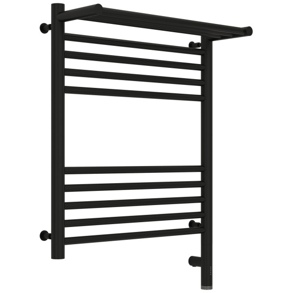 Полотенцесушитель электрический Сунержа Богема 3.0 600x500 с полочкой провод справа матовый чёрный (31-5807-6050)