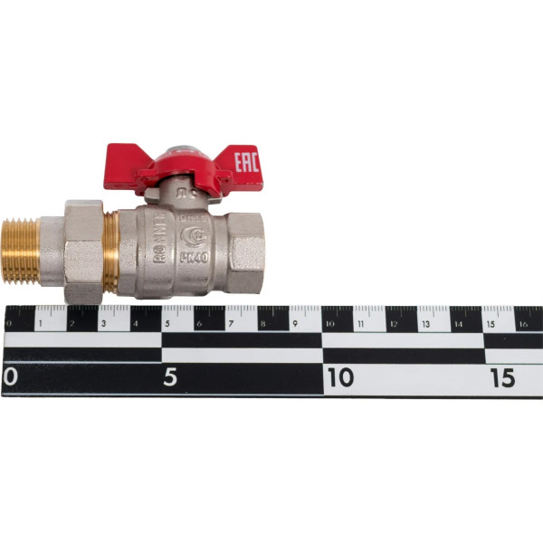 Кран 1/2" шаровый со сгоном Rommer (ГОСТ, красная бабочка) RBV-0005-2510215 Кран 1/2" шаровый со сгоном Rommer (ГОСТ, красная бабочка) RBV-0005-2510215