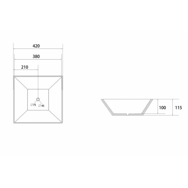Раковина накладная Abber Rechteck белая (AC2214)