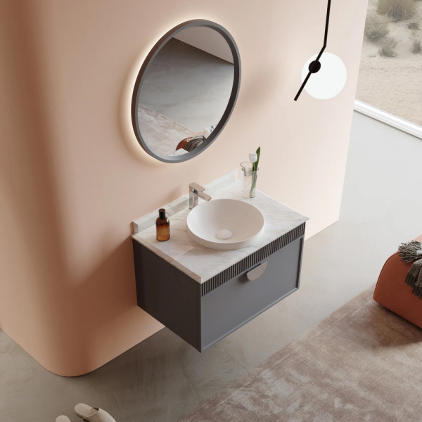 Тумба подвесная Orka Molino 820x550x530 с раковиной антрацит матовый (5004666)