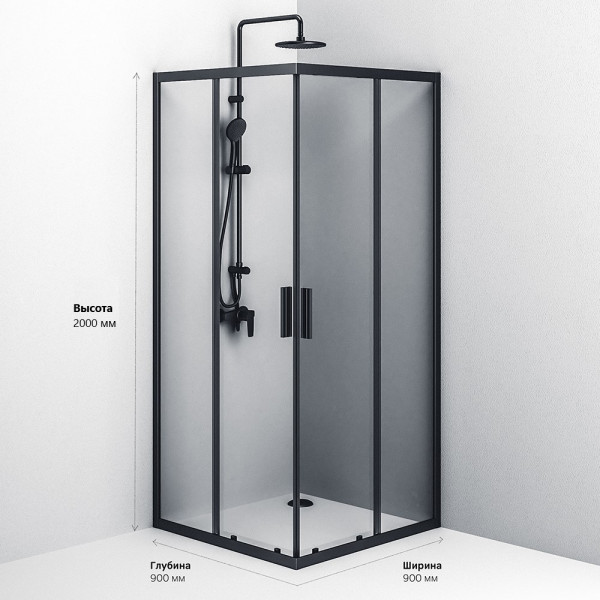 Душевой уголок AM.PM Gem S 90x90x200 стекло прозрачное, профиль черный матовый (W93G-403-090BT)