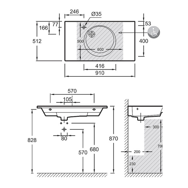 Раковина встраиваемая Jacob Delafon Odeon Rive Gauche 91x51,2 белая (EXAV112-Z-00)
