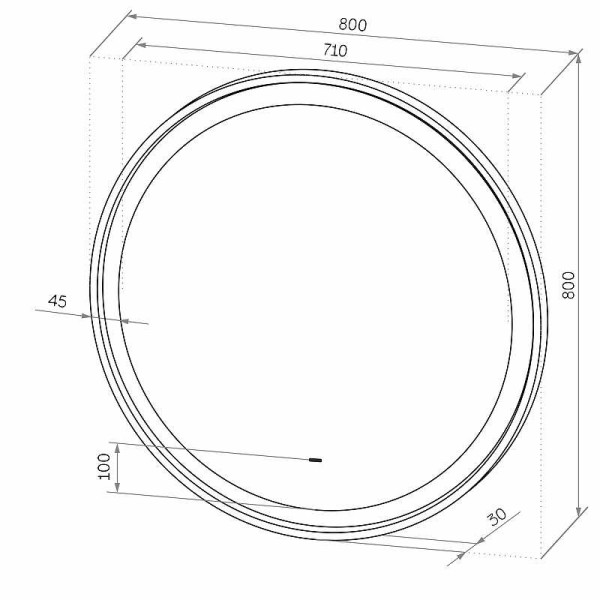 Зеркало с подсветкой Континент Planet black Led D 800 с бесконтактным сенсором (ЗЛП684)