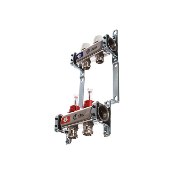 Коллекторная группа 2 отвода 1"x3/4"(18)EK с расходомерами Stout (нерж.сталь) (SMS-0917-000002) Коллекторная группа 2 отвода 1"x3/4"(18)EK с расходомерами Stout (нерж.сталь) (SMS-0917-000002)