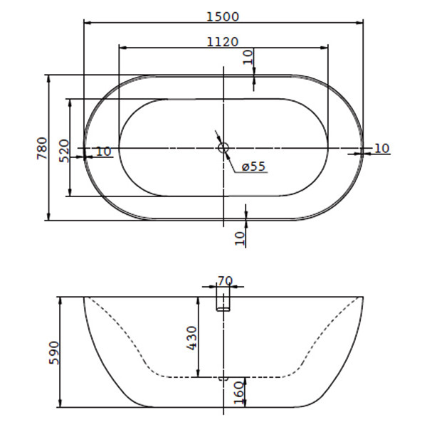 Ванна акриловая BelBagno 150x78 белая (BB27)