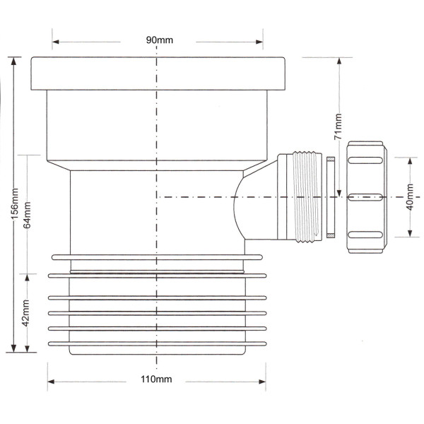 Муфта соединительная 90*110 с отводом 40 мм. (L 149 мм.) McAlpine (WC-DC1D)