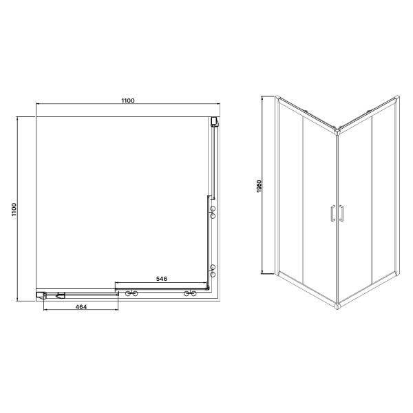 Душевой уголок Azario Greenwood 110x110x195 стекло прозрачное, профиль Серебряный (AZ-NNE1142 110)