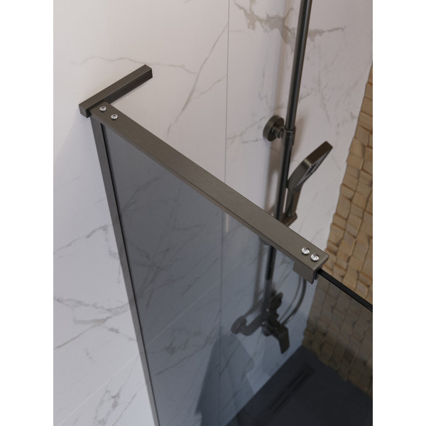 Душевое ограждение BelBagno Uno 100x200 стекло тонированное графит, профиль оружейная сталь матовая (UNO-L-1-TB-100-GR-GM)