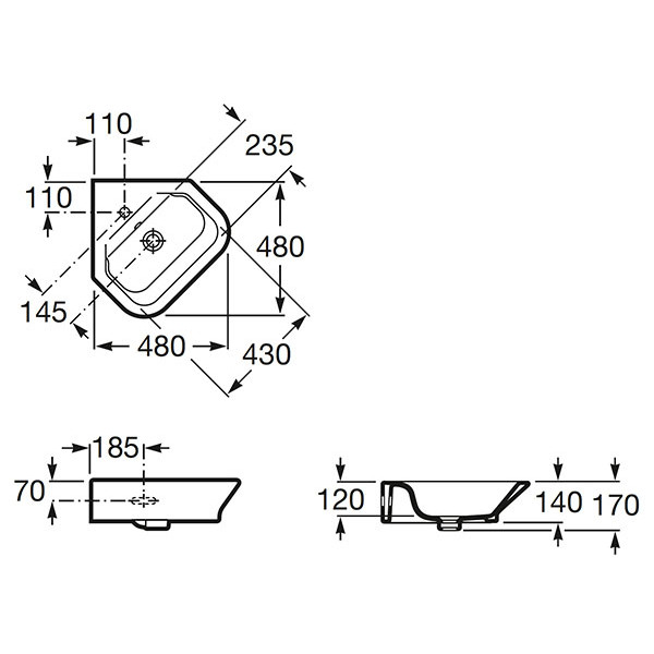 Раковина угловая Roca Gap 48х48 (32747R000)