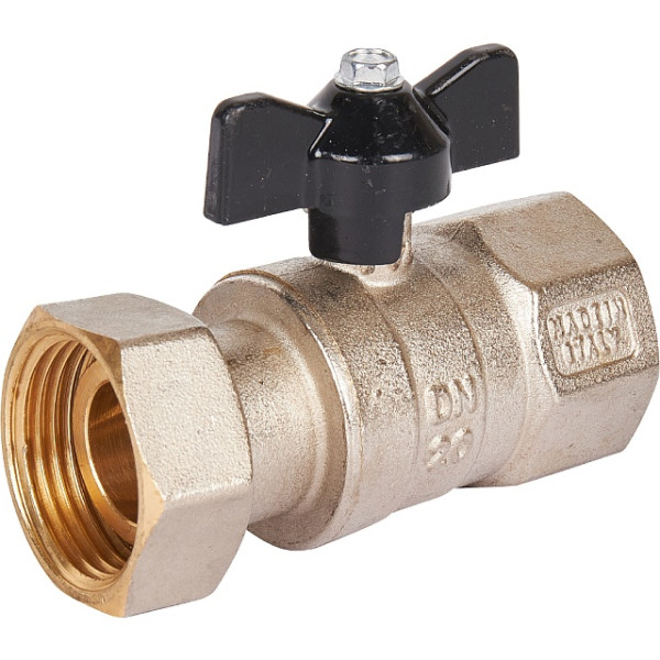 Кран 1"*1" ВВ шаровый с накидной гайкой Stout (черная бабочка) (SVB-0009-000025)