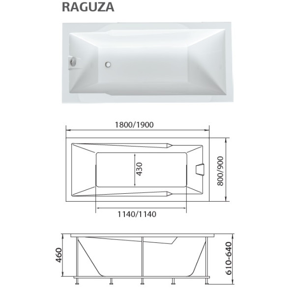 Ванна акриловая 1Marka Raguza 190x90 белая (01ра1990) Ванна акриловая 1Marka Raguza 190x90 белая (01ра1990)