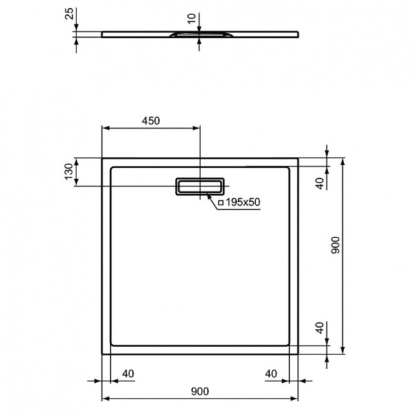 Душевой поддон Ideal Standard Ultraflat New 90x90x25 черный (T4467V3) Душевой поддон Ideal Standard Ultraflat New 90x90x25 черный (T4467V3)