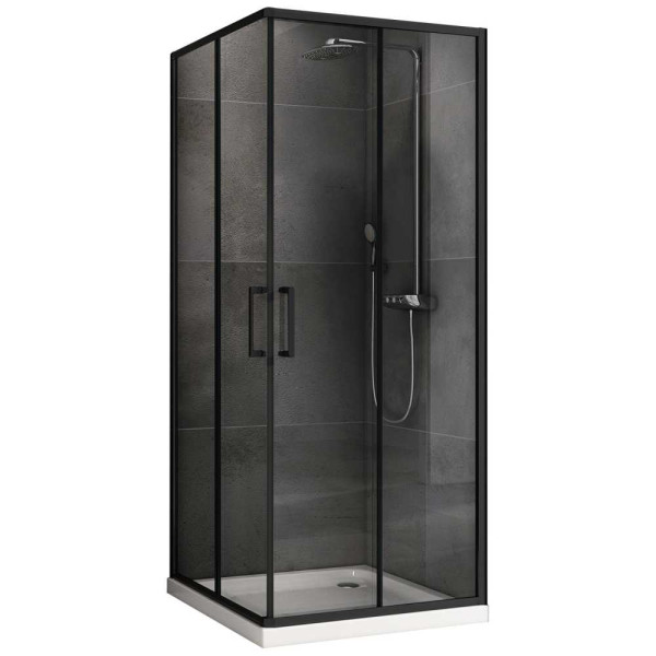 Душевой уголок Abber Schwarzer Diamant 100x100 стекло прозрачное, профиль черный (AG02100B5)