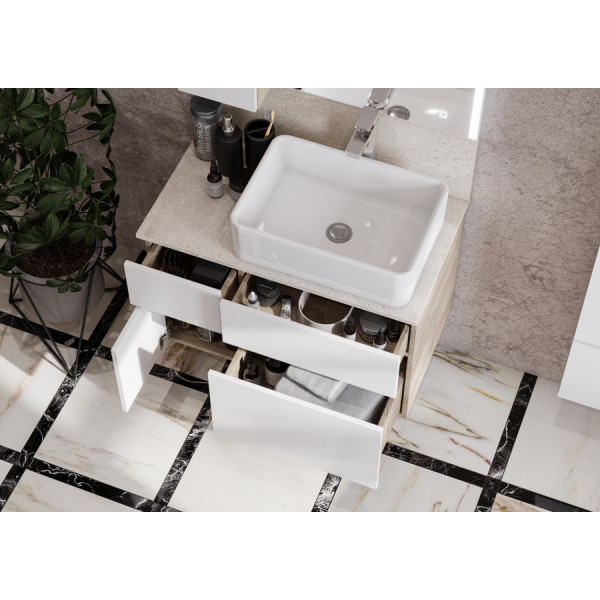 Тумба подвесная Aquaton Мишель 800x450x504 дуб эндгрейн, белый (1.A244.5.01M.IX4.0)