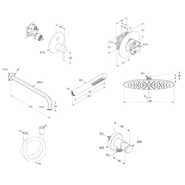 Душевой комплект 7 в 1 Kudi BOZZ верхний душ 300 мм белый матовый (386585376) Душевой комплект 7 в 1 Kudi BOZZ верхний душ 300 мм белый матовый (386585376)