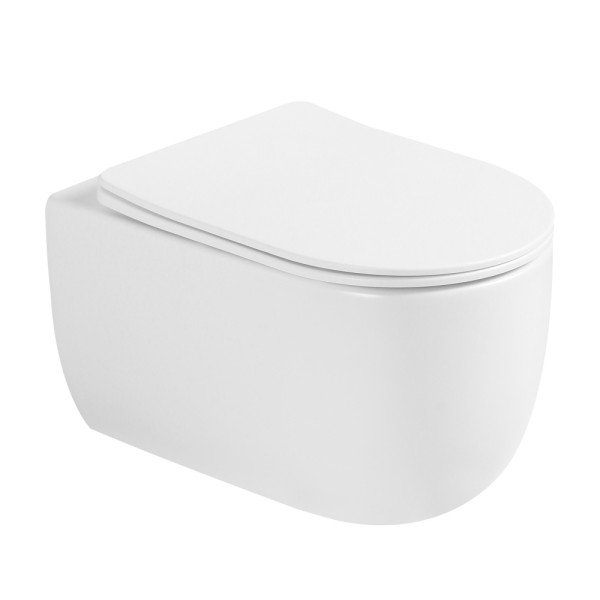 Унитаз подвесной Abber Bequem матовый, безободковый, смыв торнадо белый (AC1104TMW) Унитаз подвесной Abber Bequem матовый, безободковый, смыв торнадо белый (AC1104TMW)