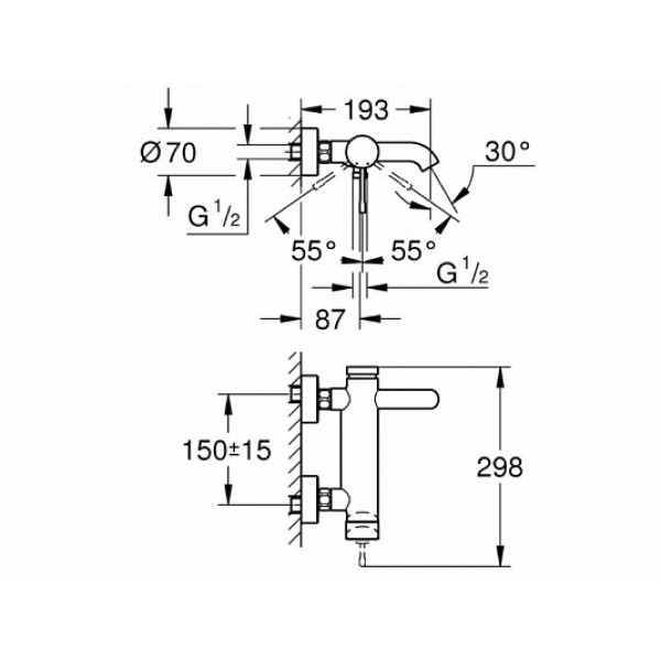 Смеситель для ванны Grohe Essence+ (33624001)