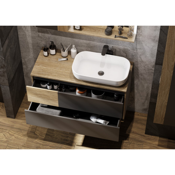 Тумба подвесная Aquaton Терра 1050x454x522 дуб кантри, антрацит (1.A246.9.01T.EKA.0)
