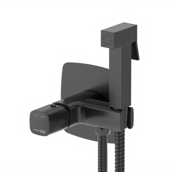 Смеситель с гигиеническим душем встраиваемый WasserKRAFT черный матовый (9138)