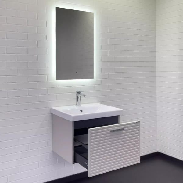 Тумба подвесная с раковиной Comforty Касабланка 600x455x460 серый шёлк (00-00019249)