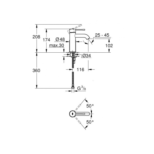 Смеситель для раковины Grohe Essence (хром) Смеситель для раковины Grohe Essence (хром)