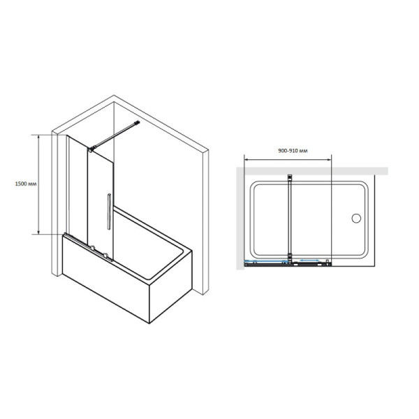 Душевая шторка для ванны RGW SC-47 90x150 стекло прозрачное, профиль хром (41114709-11)
