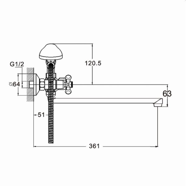 Смеситель для ванны и душа G.lauf хром (QMT7-B722)