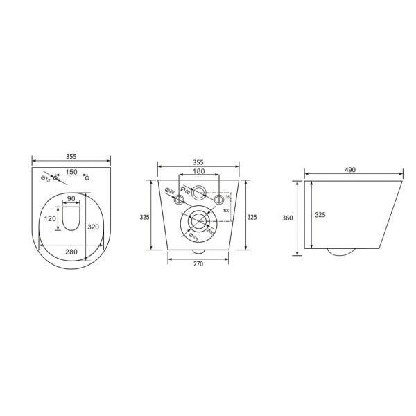 Унитаз подвесной Abber Bequem 355x490x360 белый матовый (AC1102TMW) Унитаз подвесной Abber Bequem 355x490x360 белый матовый (AC1102TMW)