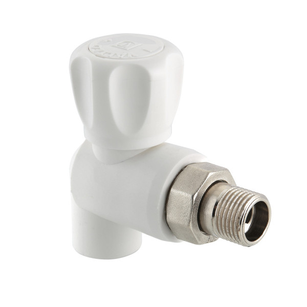 Кран шаровой со сгоном угловой PP-R 20x1/2"Н Valtec (белый) VTp.718.0.02004 Кран шаровой со сгоном угловой PP-R 20x1/2"Н Valtec (белый) VTp.718.0.02004
