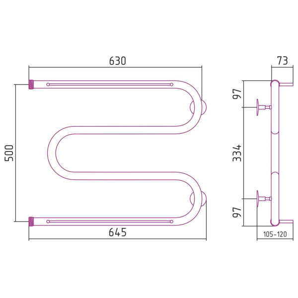 Полотенцесушитель водяной Стилье М-образный 2 полки 500х650 резьба-сгон 1 хром (00014-5065) Полотенцесушитель водяной Стилье М-образный 2 полки 500х650 резьба-сгон 1 хром (00014-5065)