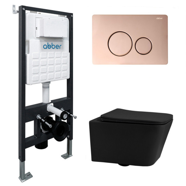 Комплект инсталляция с унитазом Abber Rechteck с клавишей золото розовое (AC1201MB-AC0105-AC0121RG) Комплект инсталляция с унитазом Abber Rechteck с клавишей золото розовое (AC1201MB-AC0105-AC0121RG)