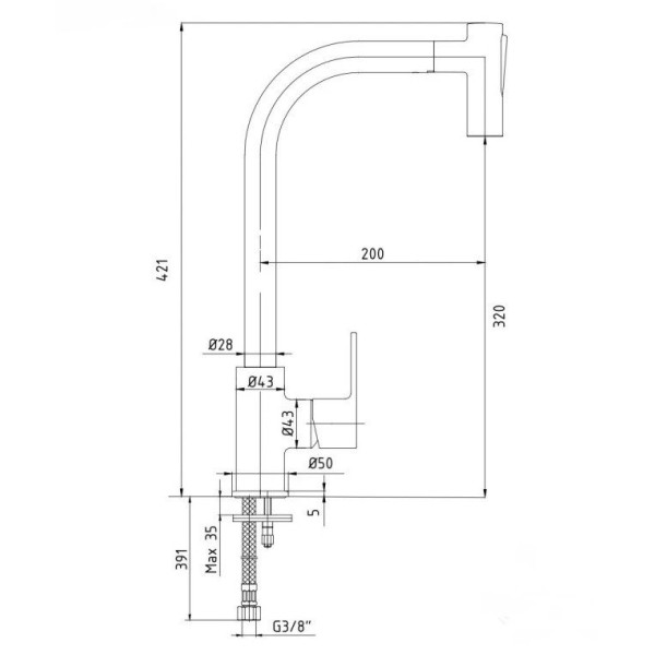 Смеситель для кухни E.C.A. Nita с выдвижным изливом хром (102118127EX)