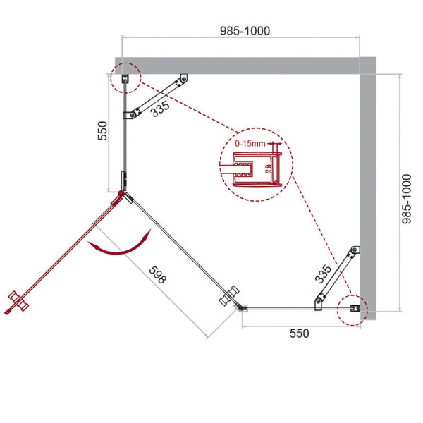 Душевой уголок BelBagno Kraft 100x100x195 стекло прозрачное, профиль хром (KRAFT-P-1-10-C-Cr-L)