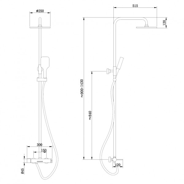 Душевая система Abber Emotion с изливом хром (AF8816L)