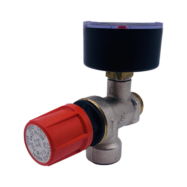 Клапан предохранительный с манометром RBM 1/2"ВН 2,5 бар (354.04.30) Клапан предохранительный с манометром RBM 1/2"ВН 2,5 бар (354.04.30)