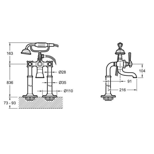 Смеситель напольный Jacob Delafon Cleo 1889 хром (E24314-CP)