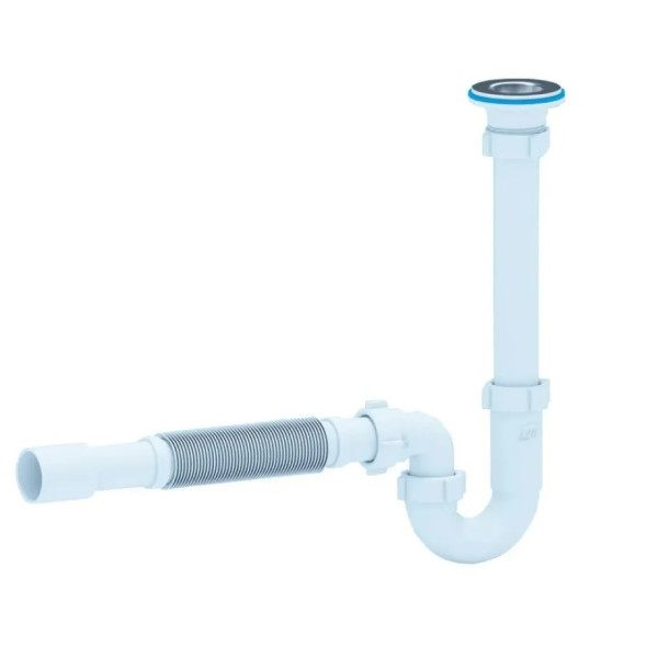 Сифон 32 мм. трубный АНИ с выпуском 1 1/4"*65 мм., с гибкой трубой 32*32/40 АНИ пласт (DB1015)