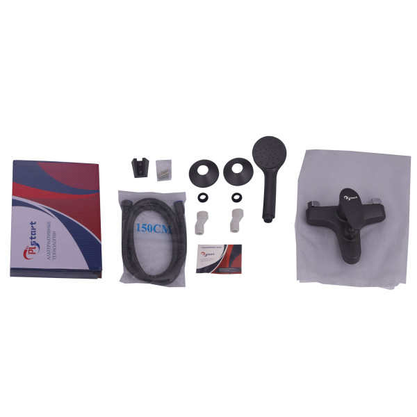 Смеситель для ванны и душа Plstart с душевым комплектом графит (PL3205-17)