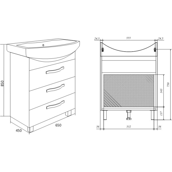 Тумба напольная 1Marka Вита 650*450*850 белая (У50110) Тумба напольная 1Marka Вита 650*450*850 белая (У50110)