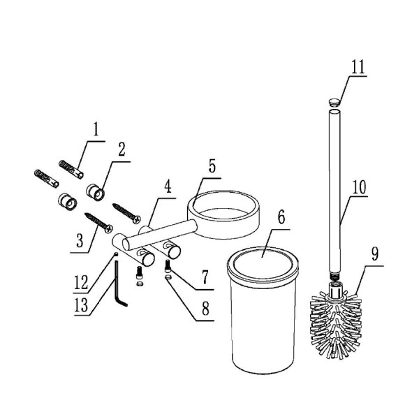 Щетка для туалета Abber Osten 316 сталь брашированная (AA1832BST) Щетка для туалета Abber Osten 316 сталь брашированная (AA1832BST)